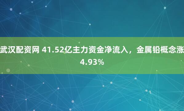 武汉配资网 41.52亿主力资金净流入，金属铅概念涨4.93%
