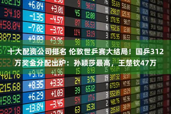 十大配资公司排名 伦敦世乒赛大结局!国乒312万奖金分配出炉:孙颖莎最高,王楚钦47万